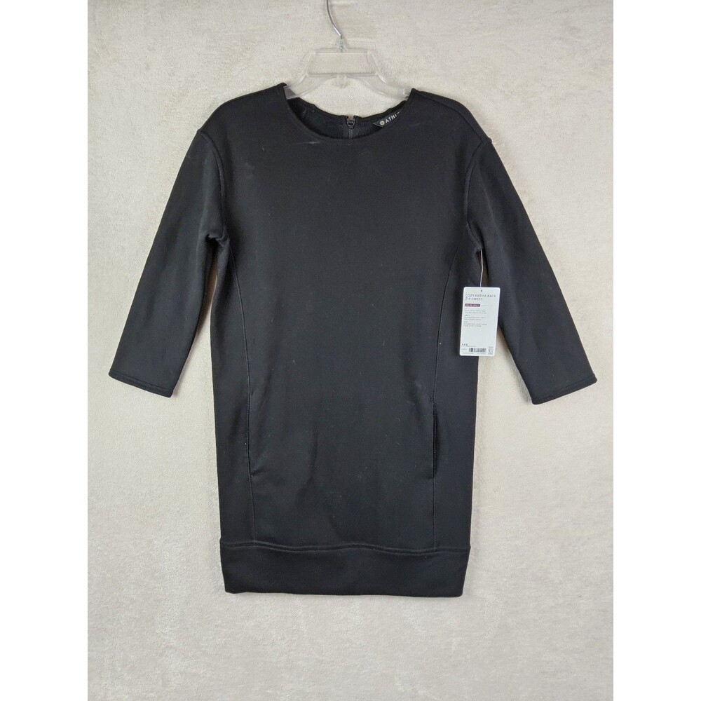 Athleta Women's Cozy Karma Back Zip Sweatshirt Dress Black Size XXS